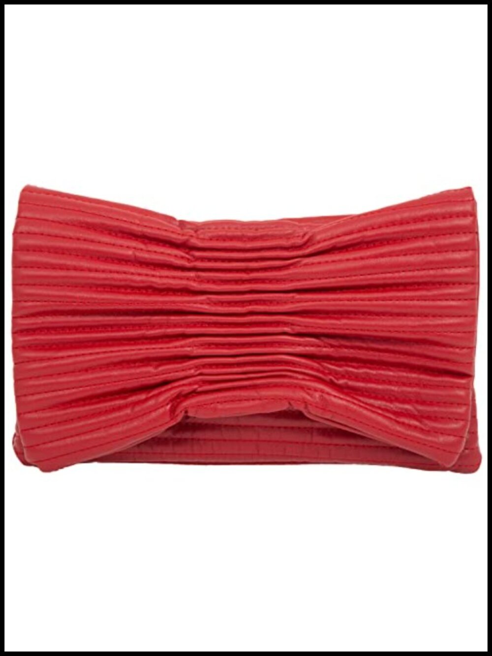Faux Leather Envelope Clutch with Detachable Crossbody Chain